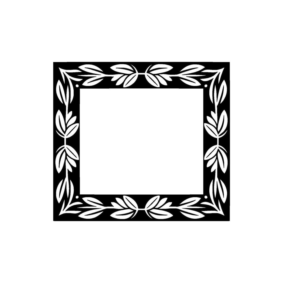 Elegant Floral Frame - Black and White, Minimalist. vector