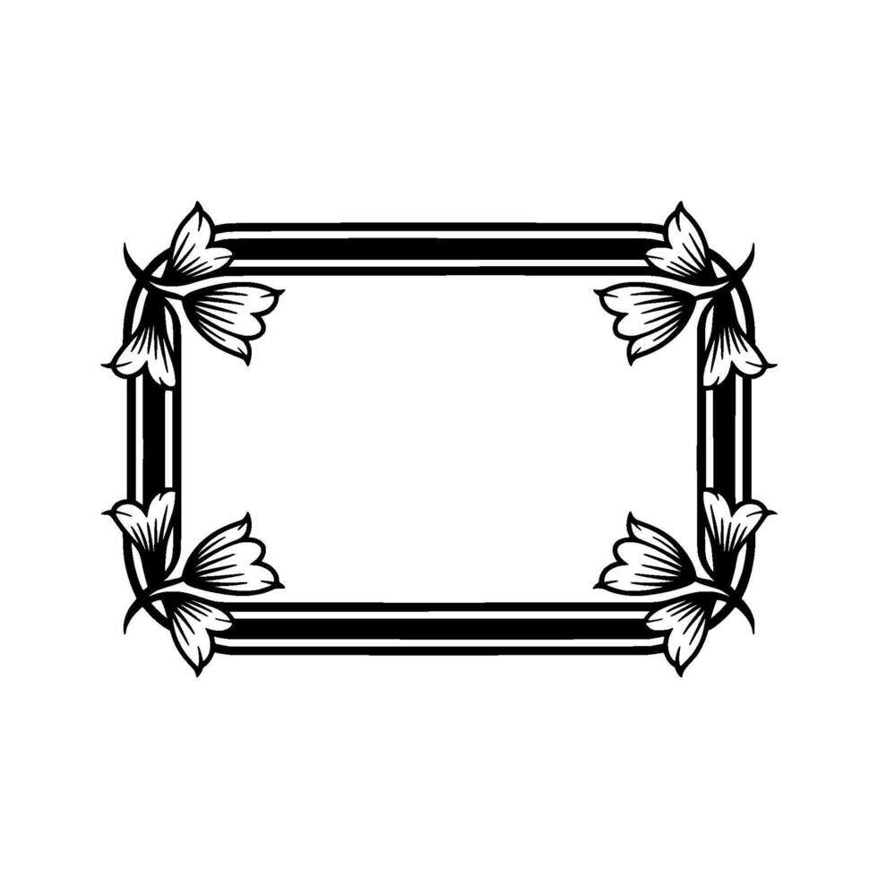 Elegant Floral Frame with Black and White - . vector