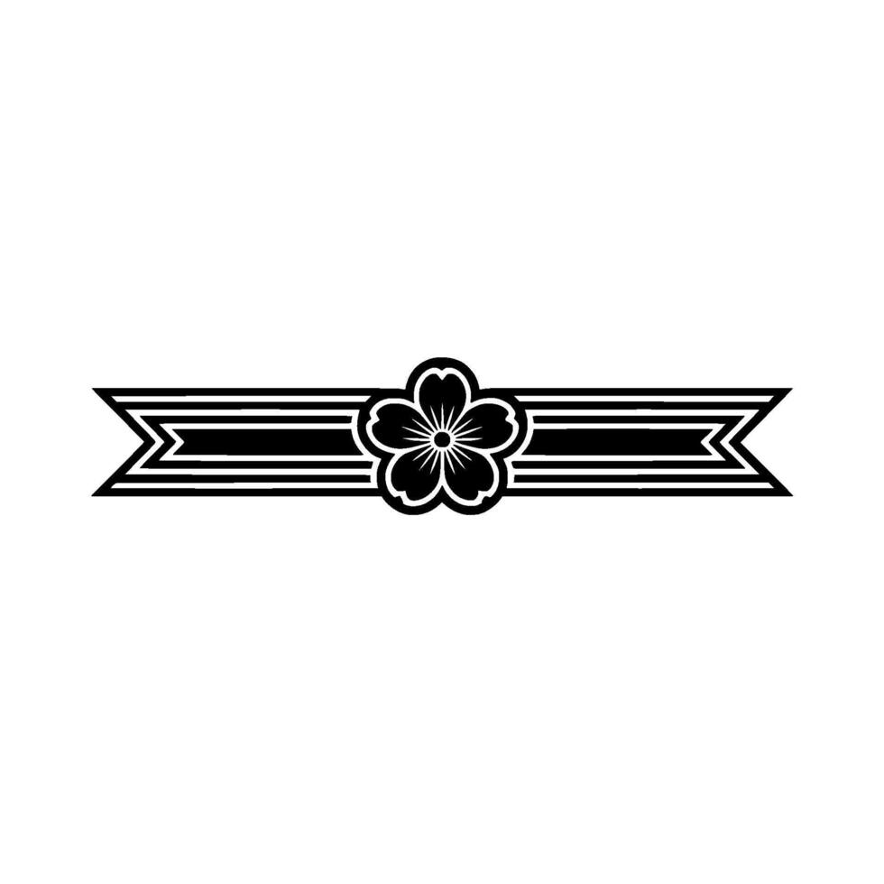 Elegant Black Flower on Ribbon - Minimalist. vector
