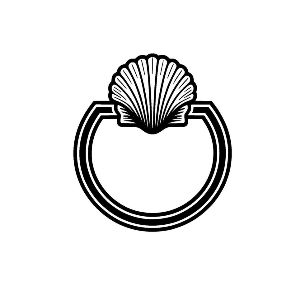Elegant Seashell Frame Emblem - Minimalist Coastal. vector