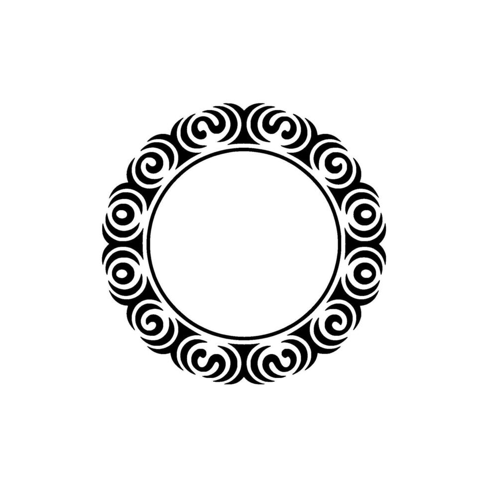 Elegant Circular Ornament, Black and White Swirl Frame. vector