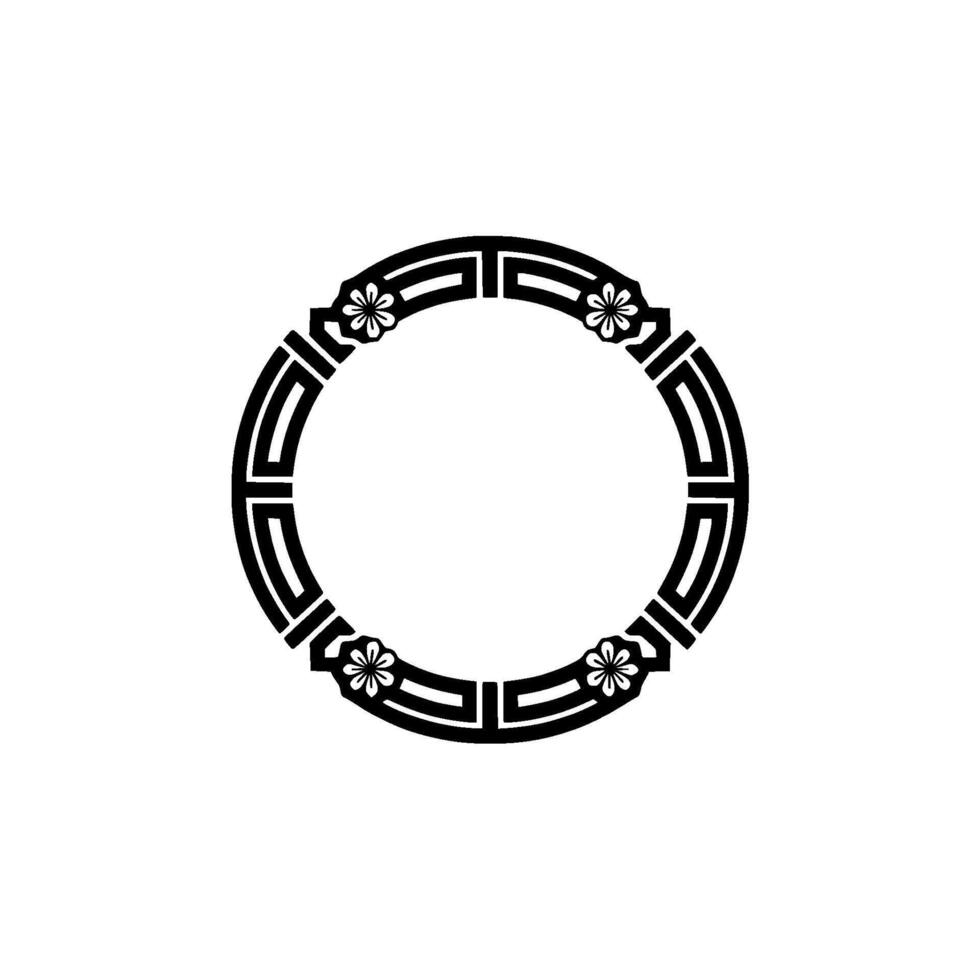Geometric Floral Circle on White Background. vector