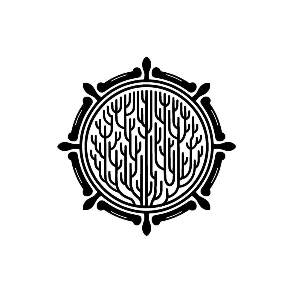 Minimalist Black and White Organic Illustration Geometric, Ornamental Emblem. vector