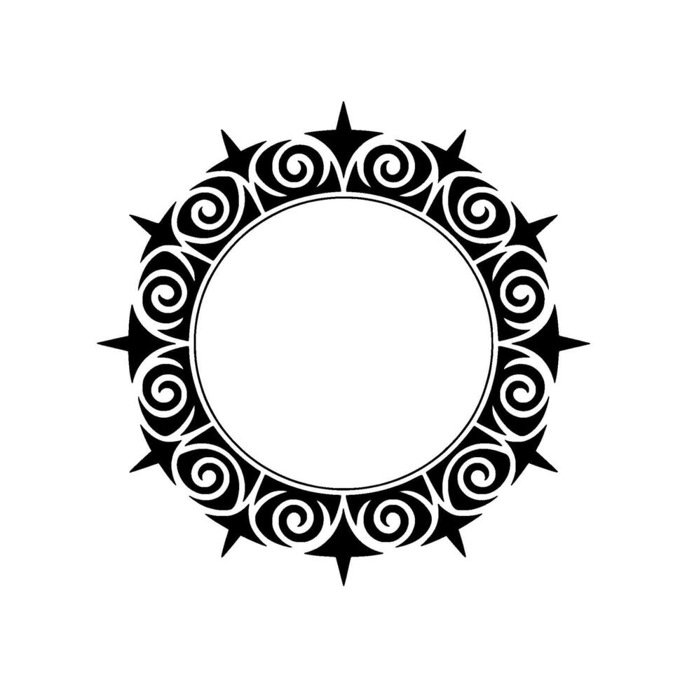 Ornate Black and White Circular Frame. vector
