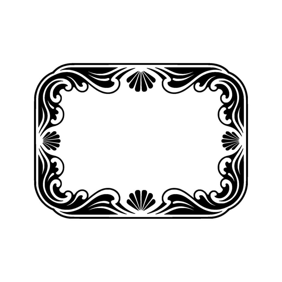 Elegant Black White Decorative Frame Art Nouveau Style, Ornate. vector