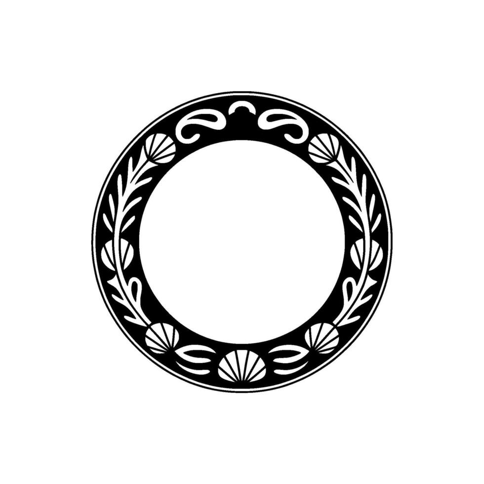 Elegant Black White Circular Ornamental Frame. vector