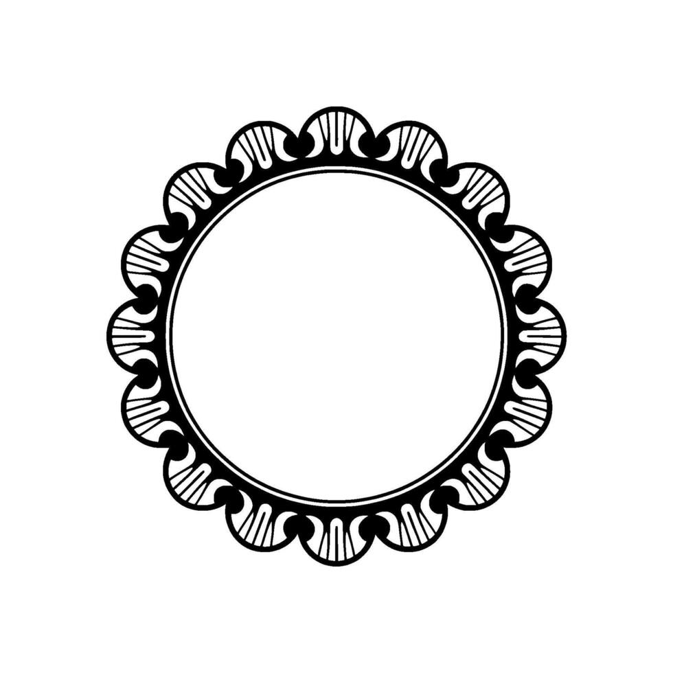 Ornate Black Frame on White Decorative Circular Border, Elegant. vector