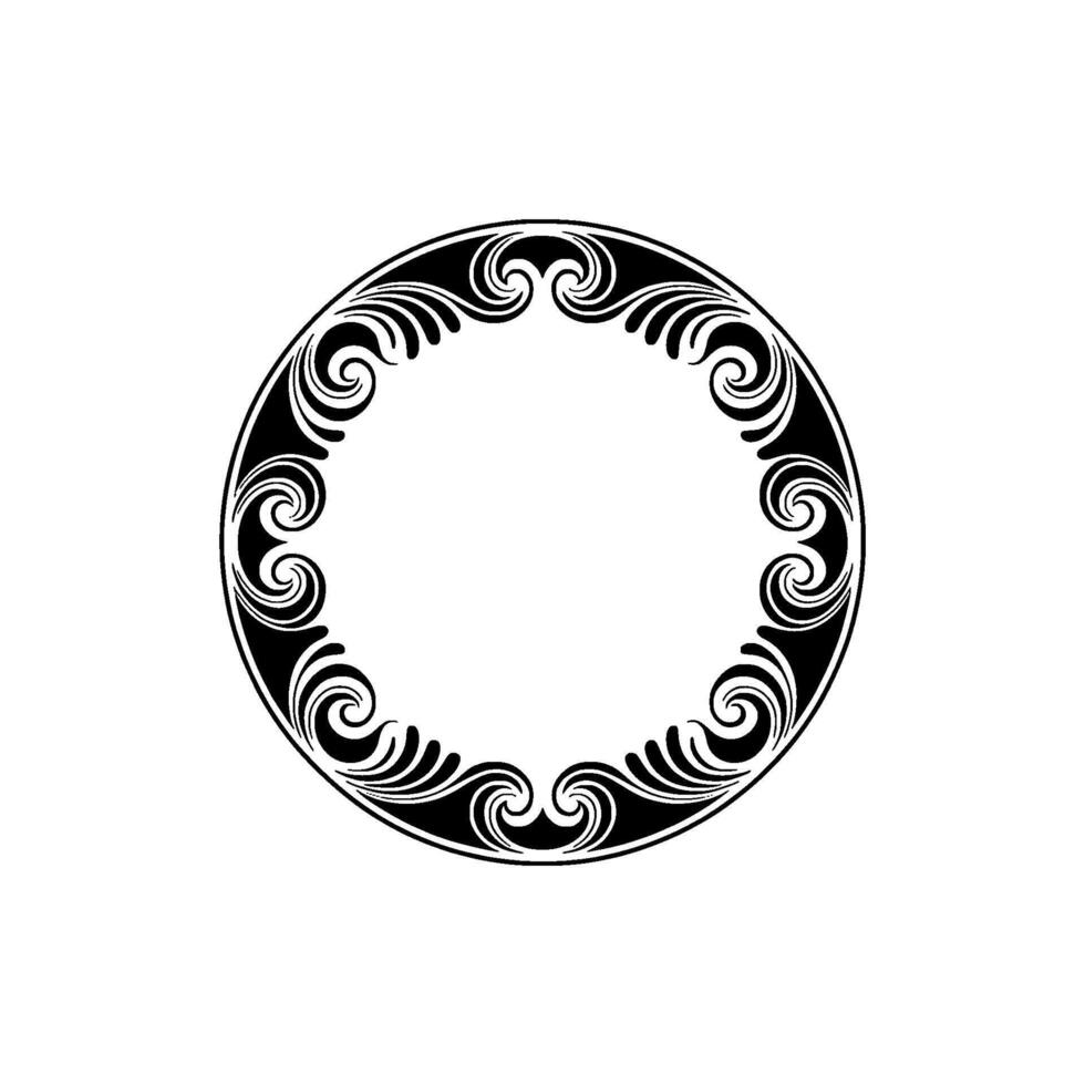 Elegant Black Circle Frame, Art Deco Style, Decorative Border. vector