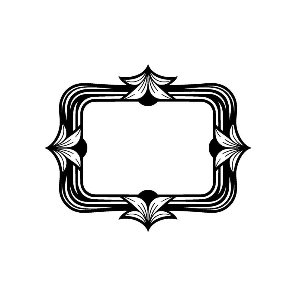Elegant Art Deco Frame Illustration - Black White Ornament on Neutral Background. vector