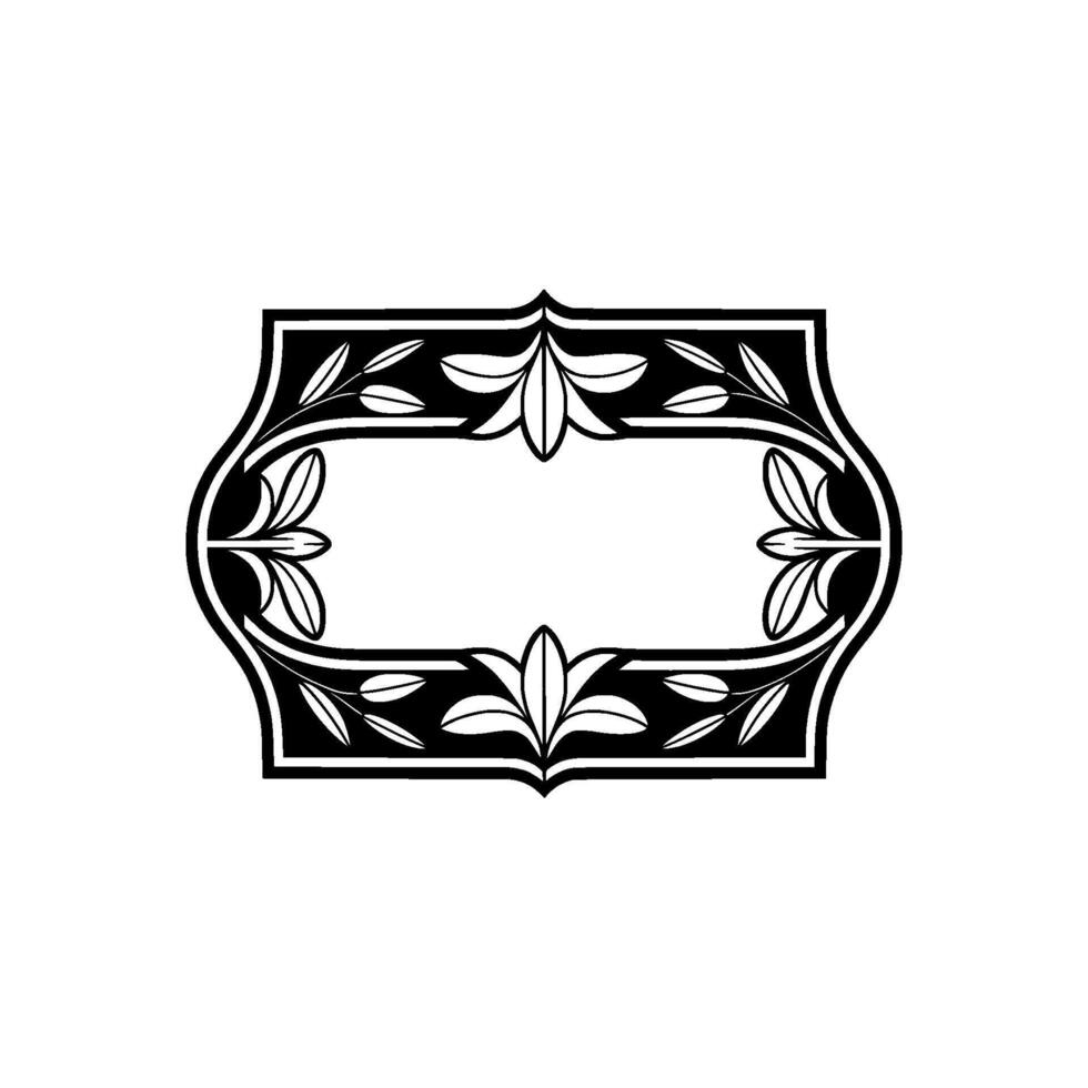 Elegant Black White Floral Frame for Invitations Branding. vector