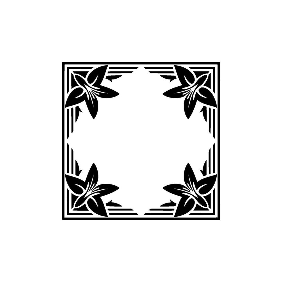 Elegant Floral Frame in Black and White Minimalist for Invitations Logos. vector