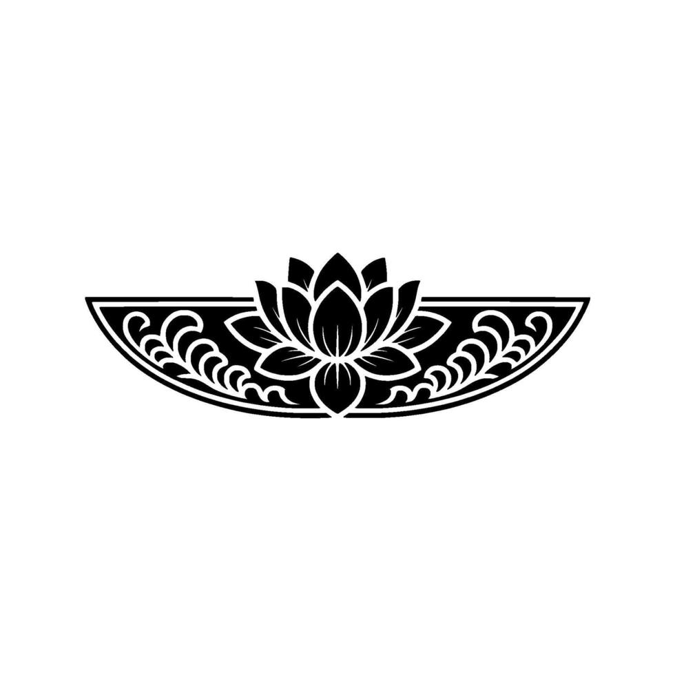 Elegant Lotus Flower Emblem in Black and White. vector