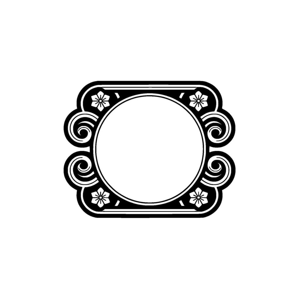 Elegant Black White Floral Frame Element - . vector