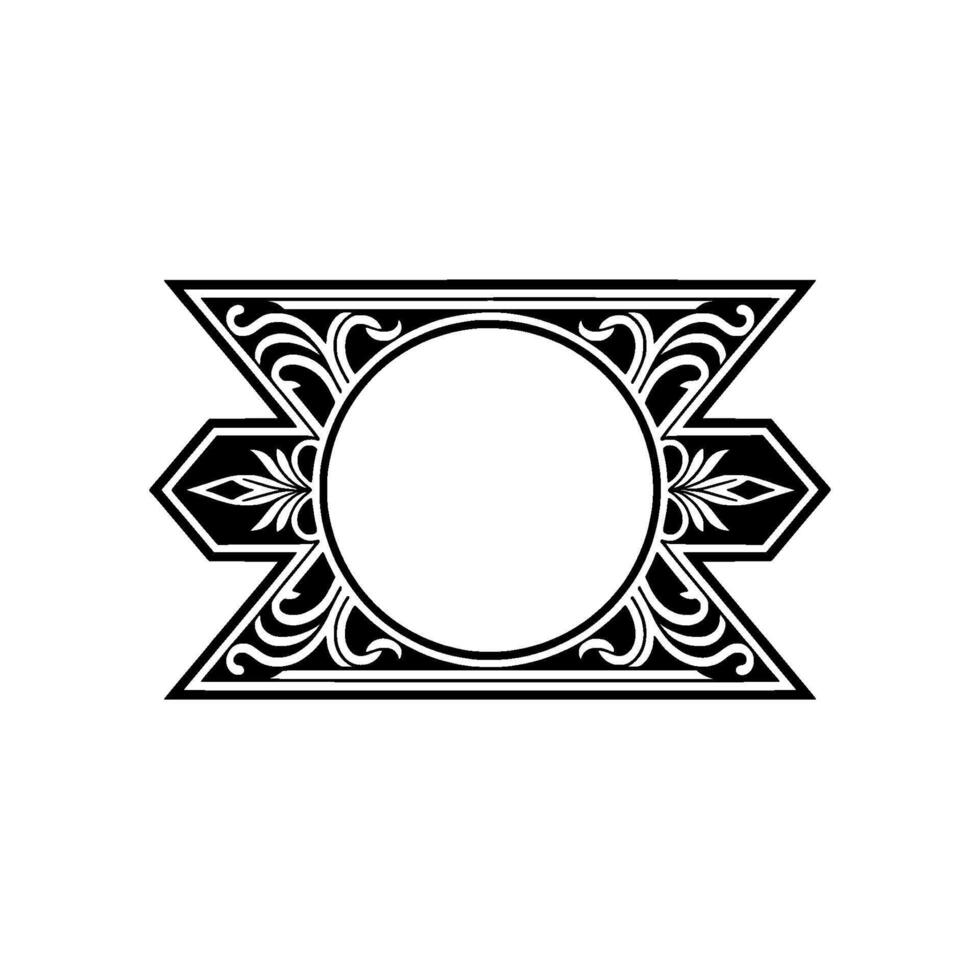 Ornate Black White Emblem , Decorative Border for Branding. vector