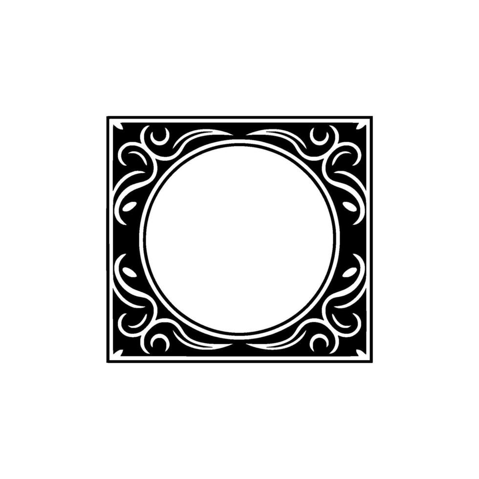 Elegant Black White Ornate Frame - Illustration. vector