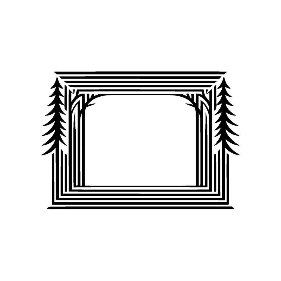 Minimalist Forest Frame Black White, Geometric , Isolated. vector