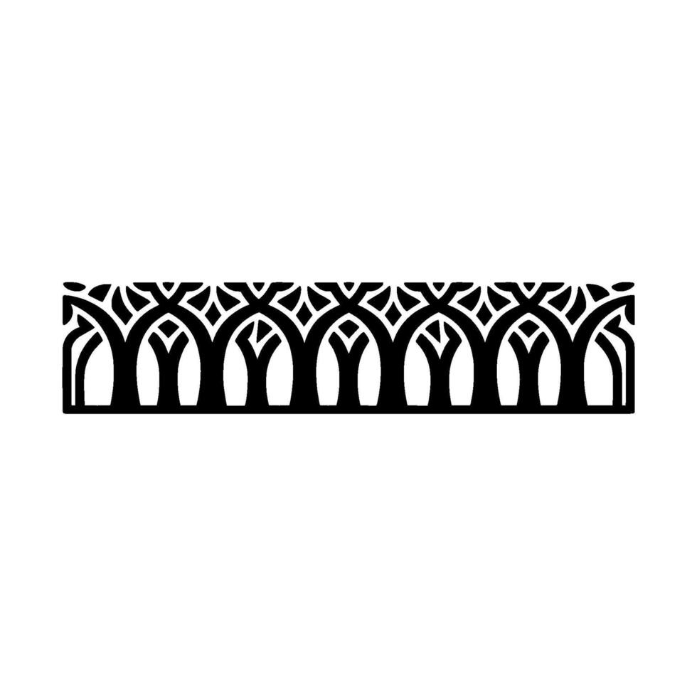 Gothic Arch Border in Black, Minimalist Ornamental. vector