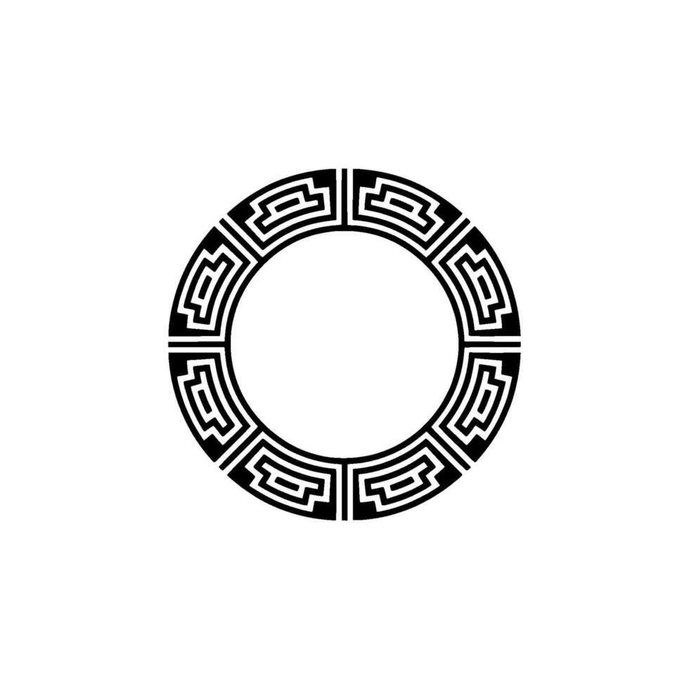 Geometric Greek Key Circle Border on White Minimalist. vector