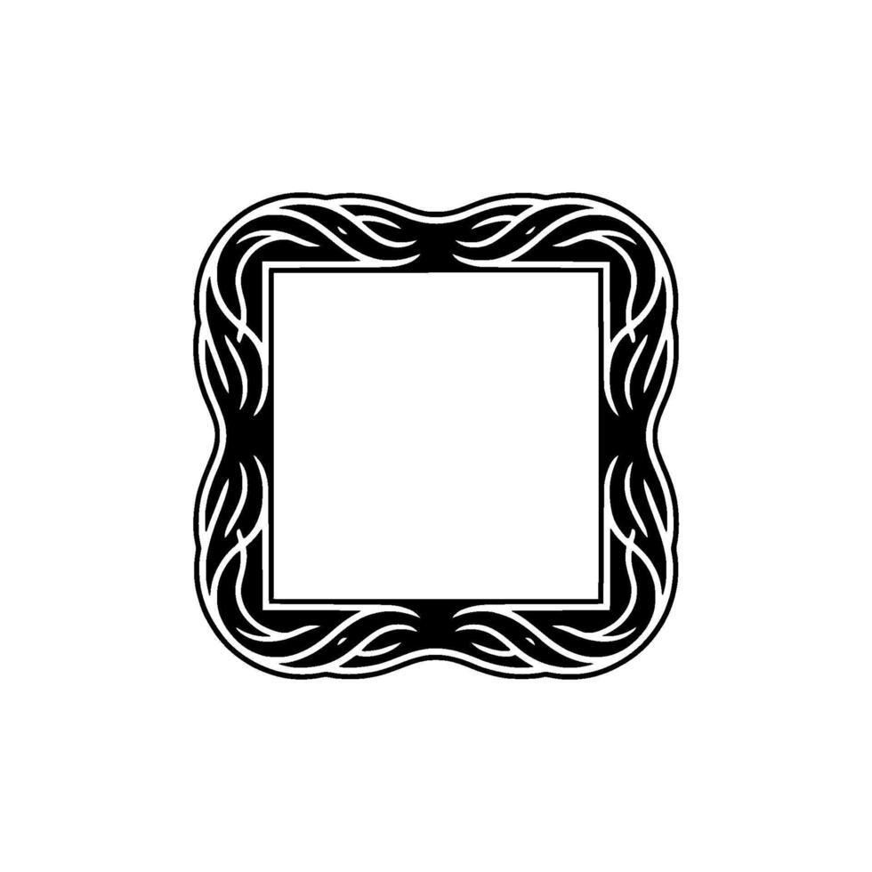 Ornamental Black Frame with Organic Swirls on White. vector