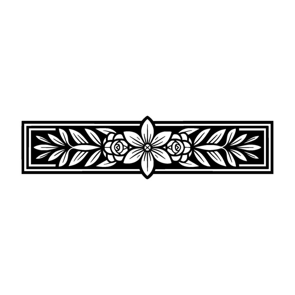 Elegant Floral Frame , Black and White Border, Decorative Element. vector