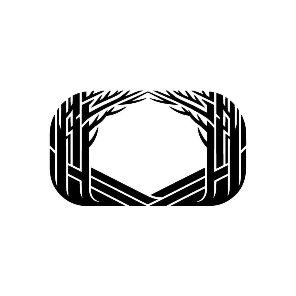 Abstract Tree in a Modern Black and White. vector