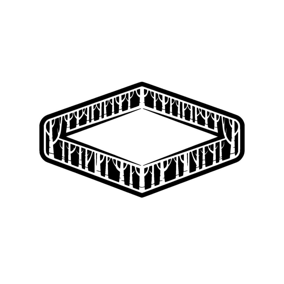 Minimalist Forest Frame Element Geometric Abstract with Trees. vector