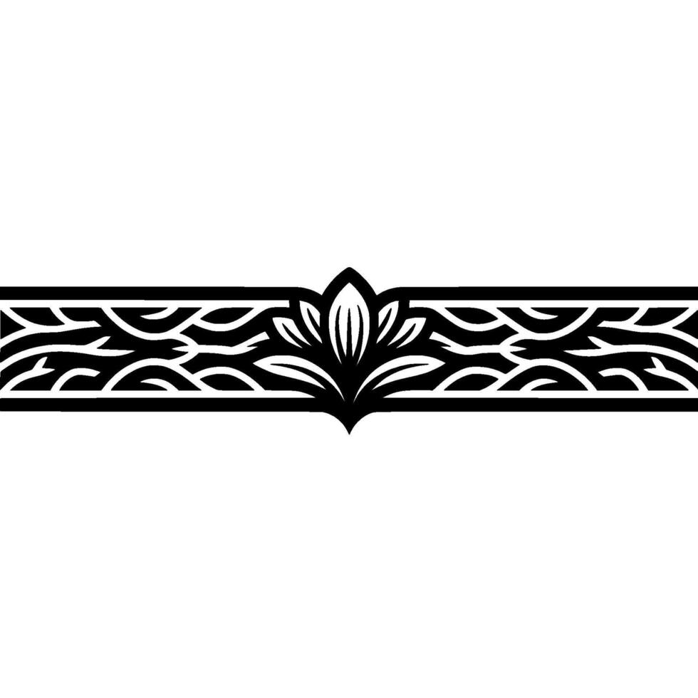 Elegant Floral Border in Black and White, Minimalist Style - ,-.. vector