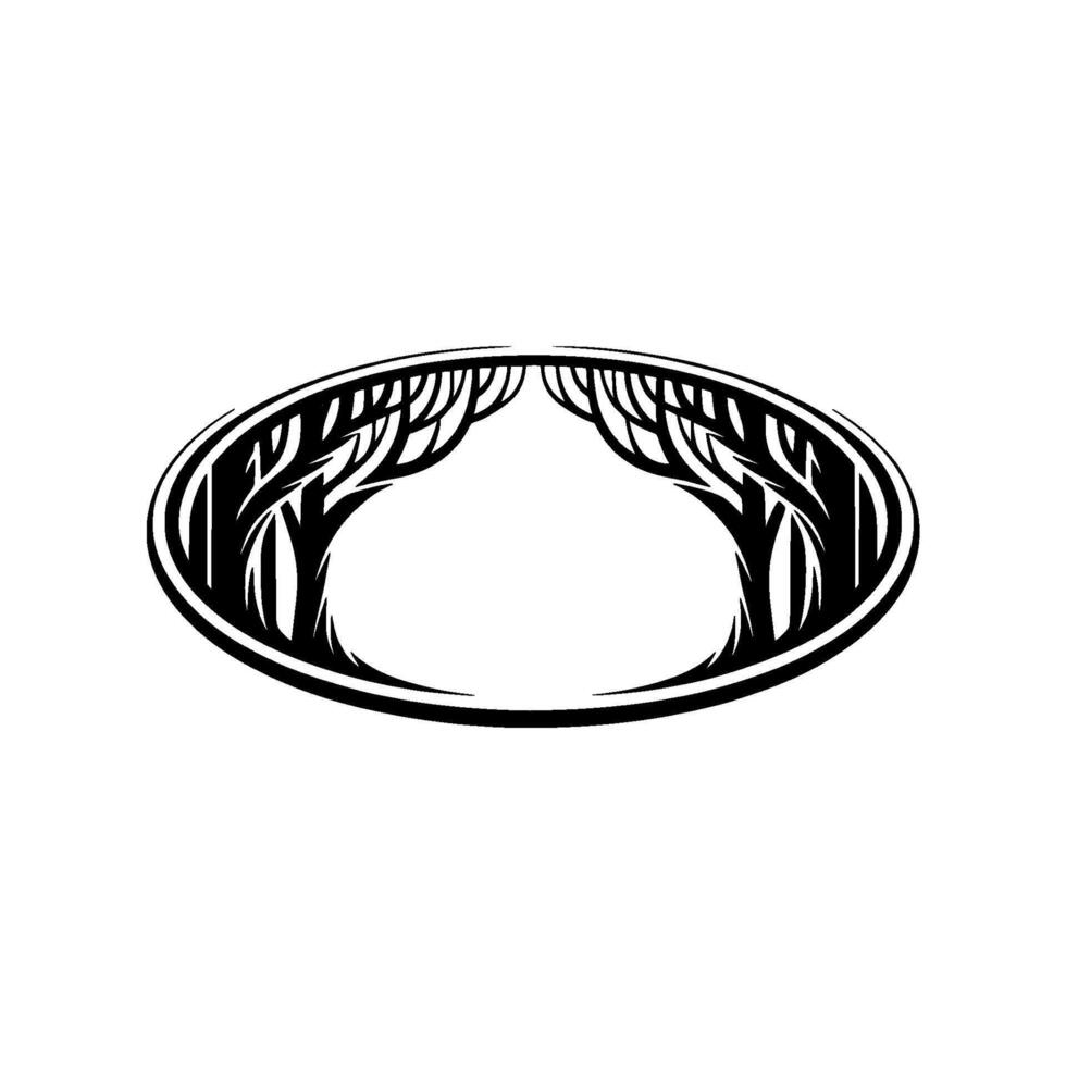 Black and White Nature Frame with Trees, Minimalist. vector