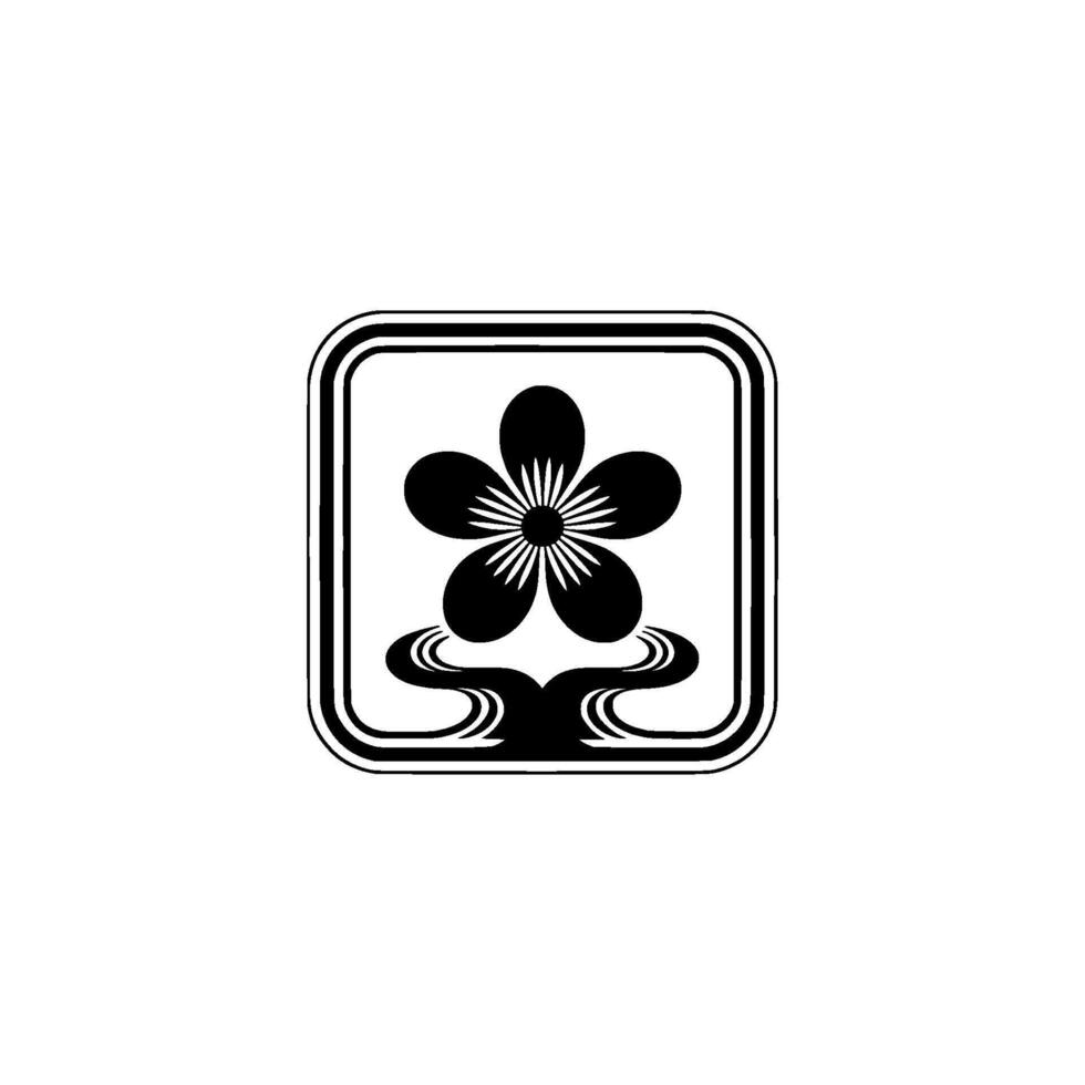 Minimalist Black White Floral with Water Element. vector