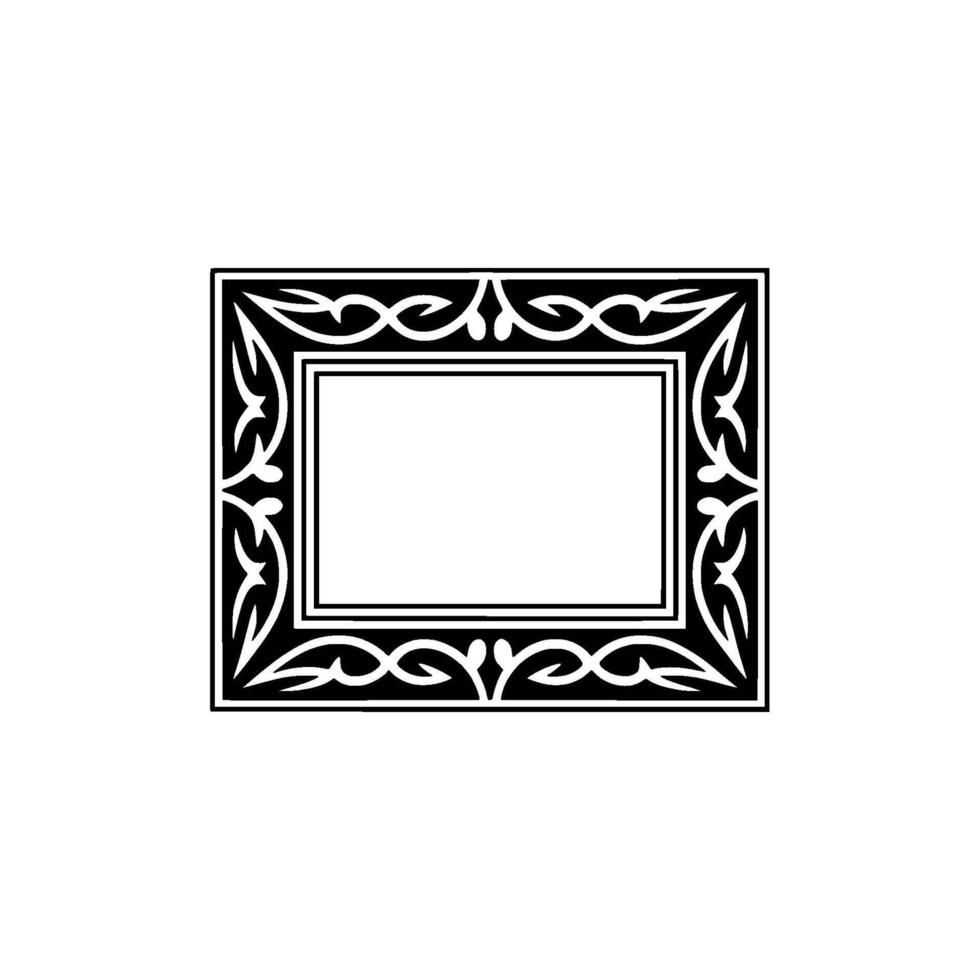 Black White Decorative Frame, Elegant Ornate , Isolated. vector