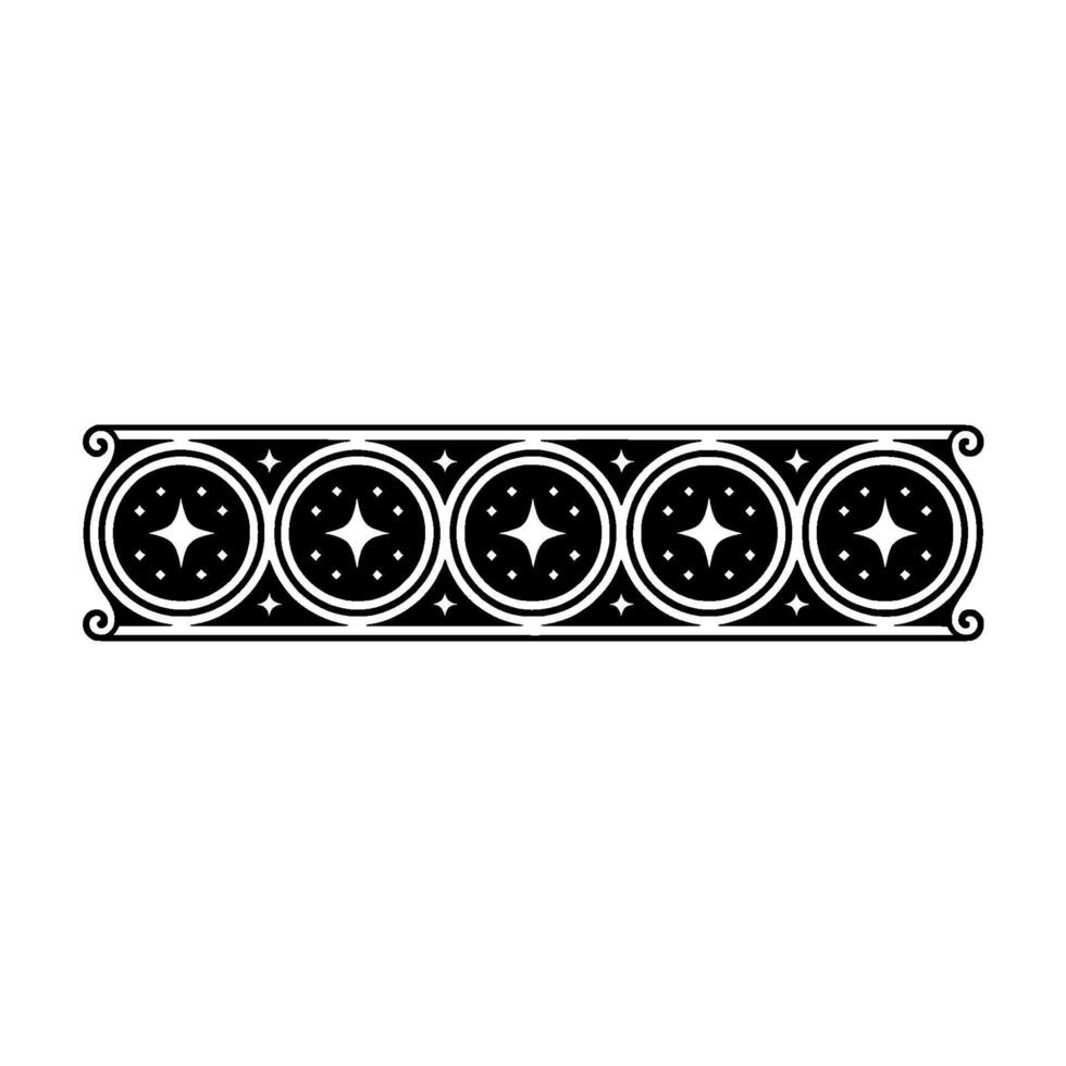 Elegant Black White Geometric Ornament, Circular Star Pattern. vector