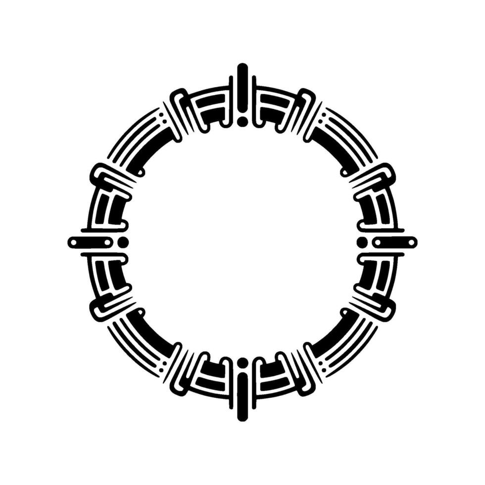Art Deco Circle Frame in Black and White, Minimalist. vector