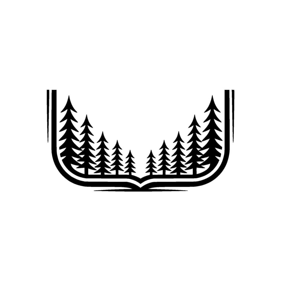 Minimalist Forest Silhouette , Nature Emblem, Clean. vector