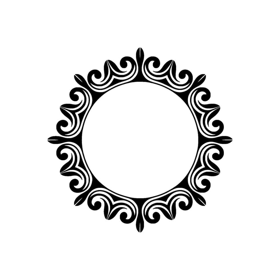 Elegant Black White Circular Ornament Frame. vector