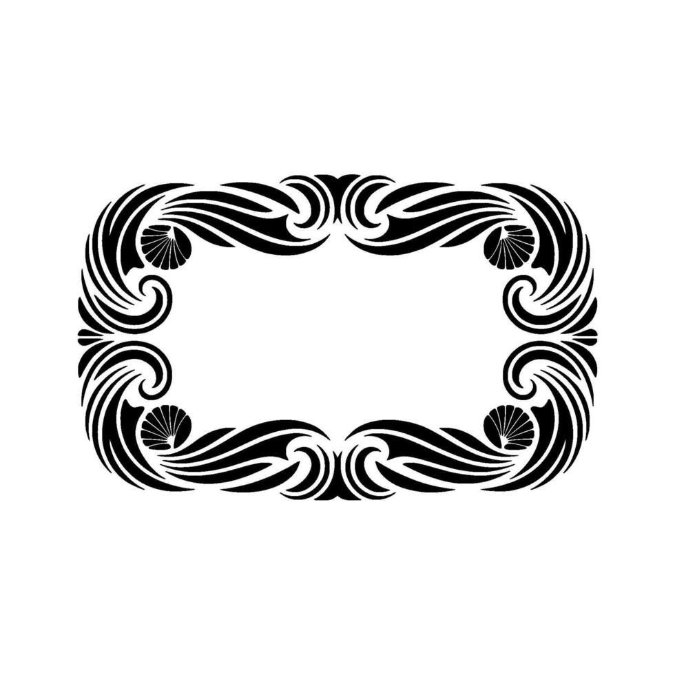 Elegant Black White Art Deco Frame on White Background. vector