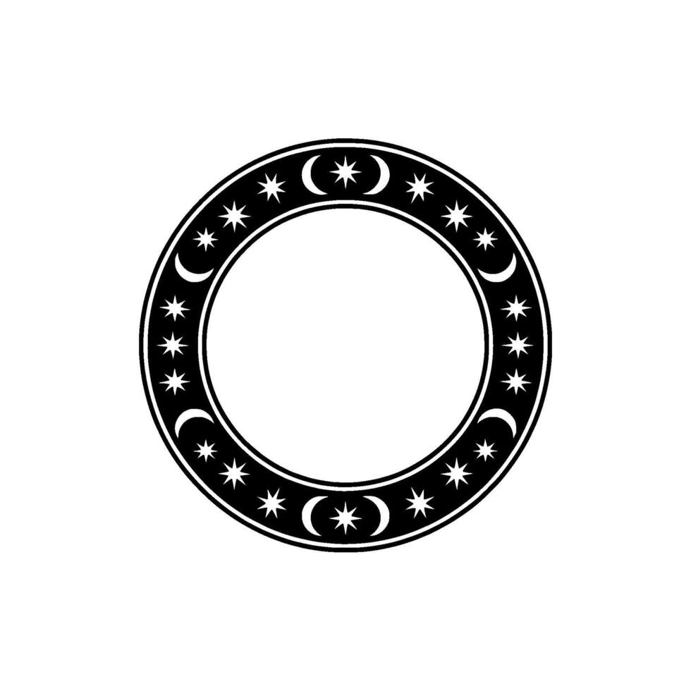 Celestial Ring Illustration - Moon Star Ornaments on White. vector