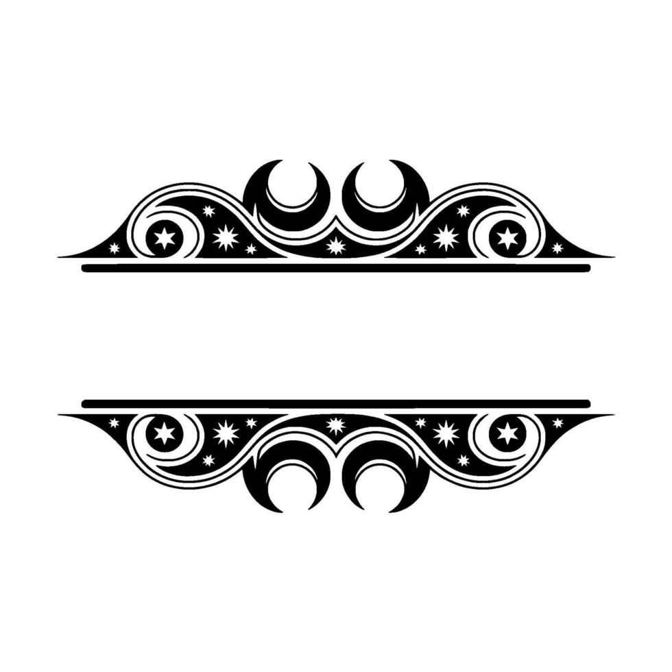 Celestial Ornamental Frame, Illustration in Black and White, Element. vector