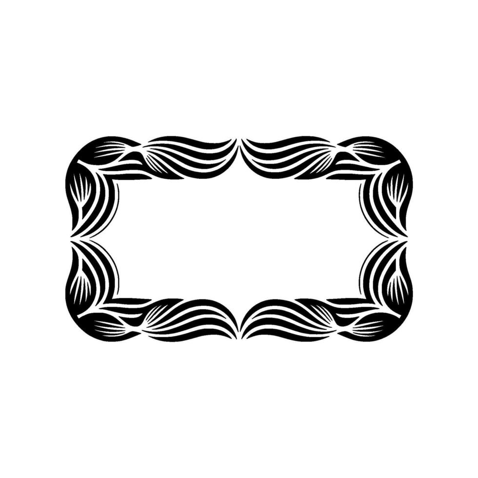 Elegant Black and White Frame Border, Floral Swirl , Minimalist Invitation. vector