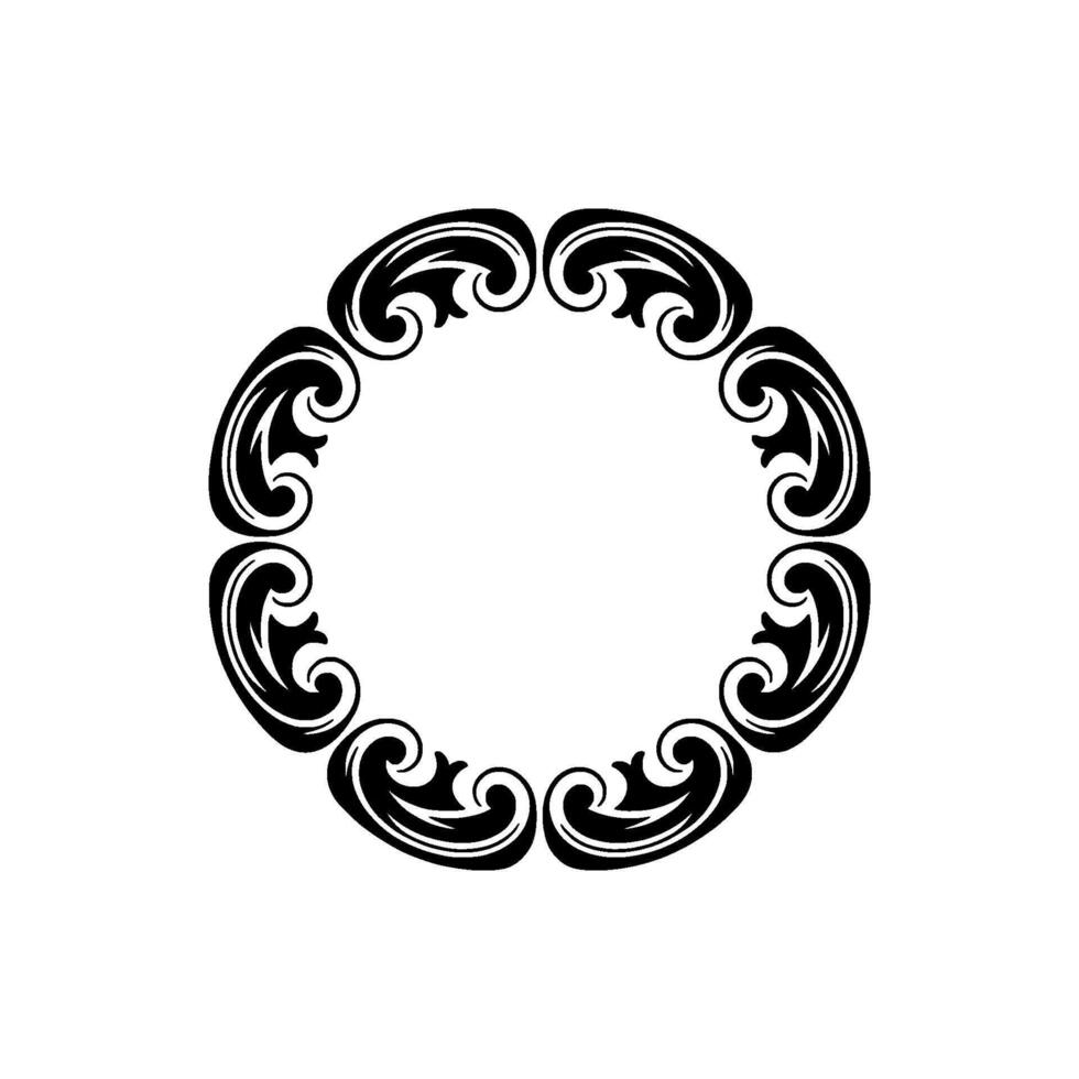 Elegant Black Swirl Frame on White Background. vector