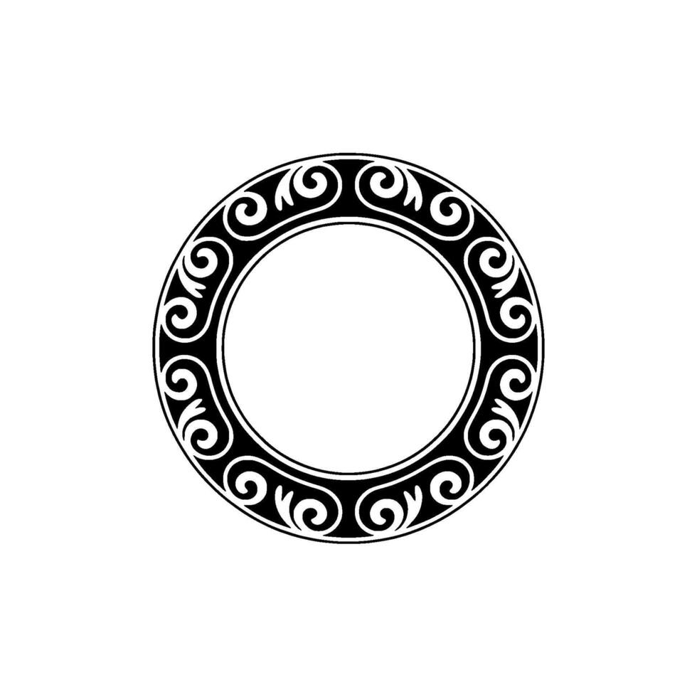 Elegant Black and White Decorative Circle Frame, Minimalist. vector