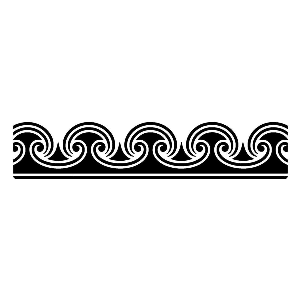 Black and White Wave Pattern Border, Greek Key Style. vector