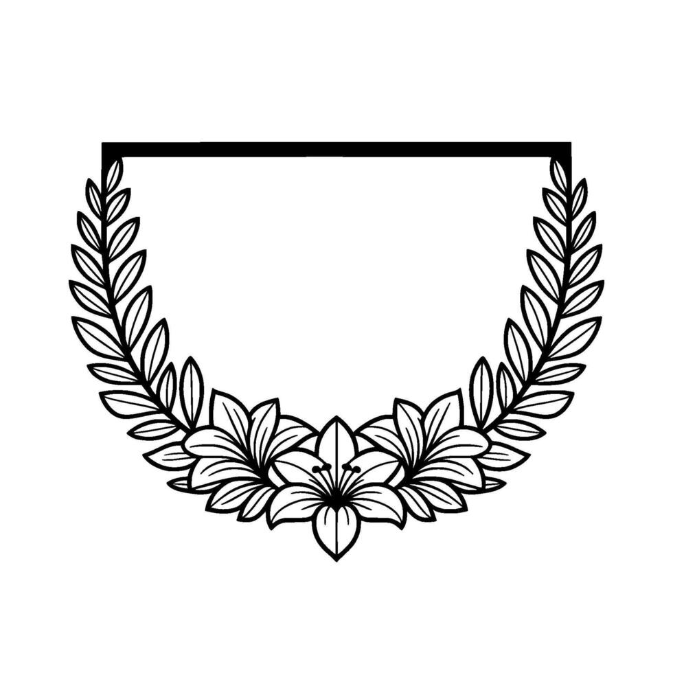 Floral Frame Black and White Line Art for Elegance and Invitations. vector