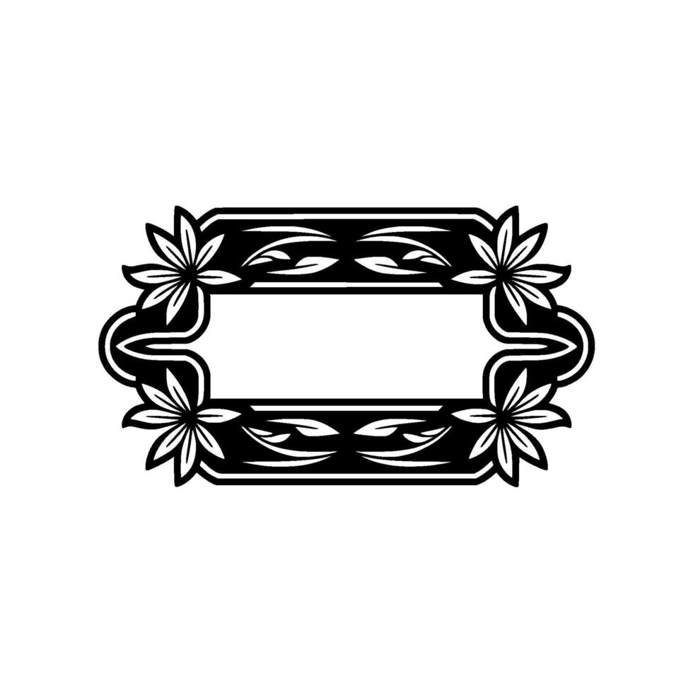 Elegant Floral Frame Template, Black and White, Blank Space. vector