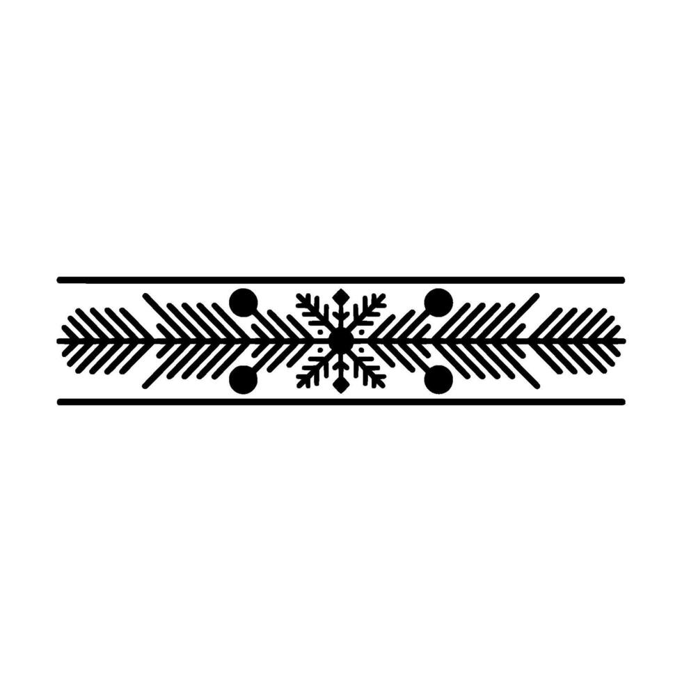 Minimalist Christmas Border , Snowflake, Fir, Ornament. vector