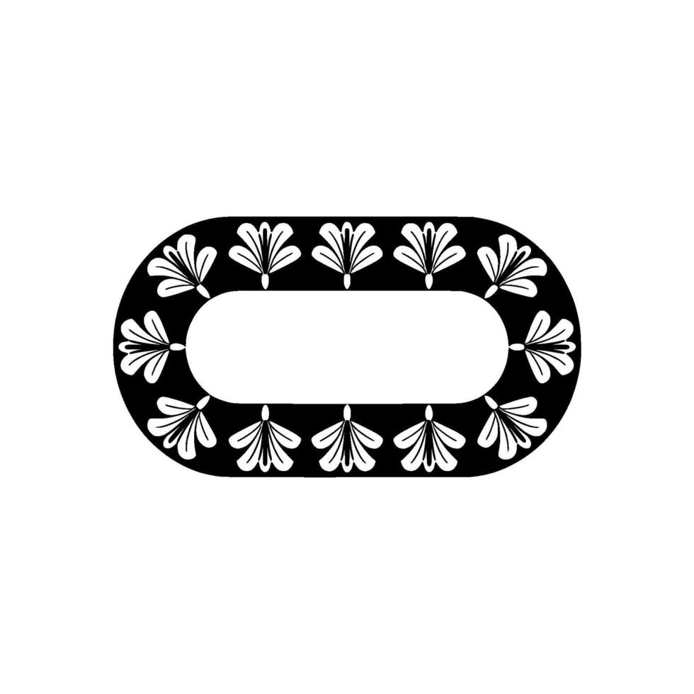 Black White Floral Frame, Minimalist. vector