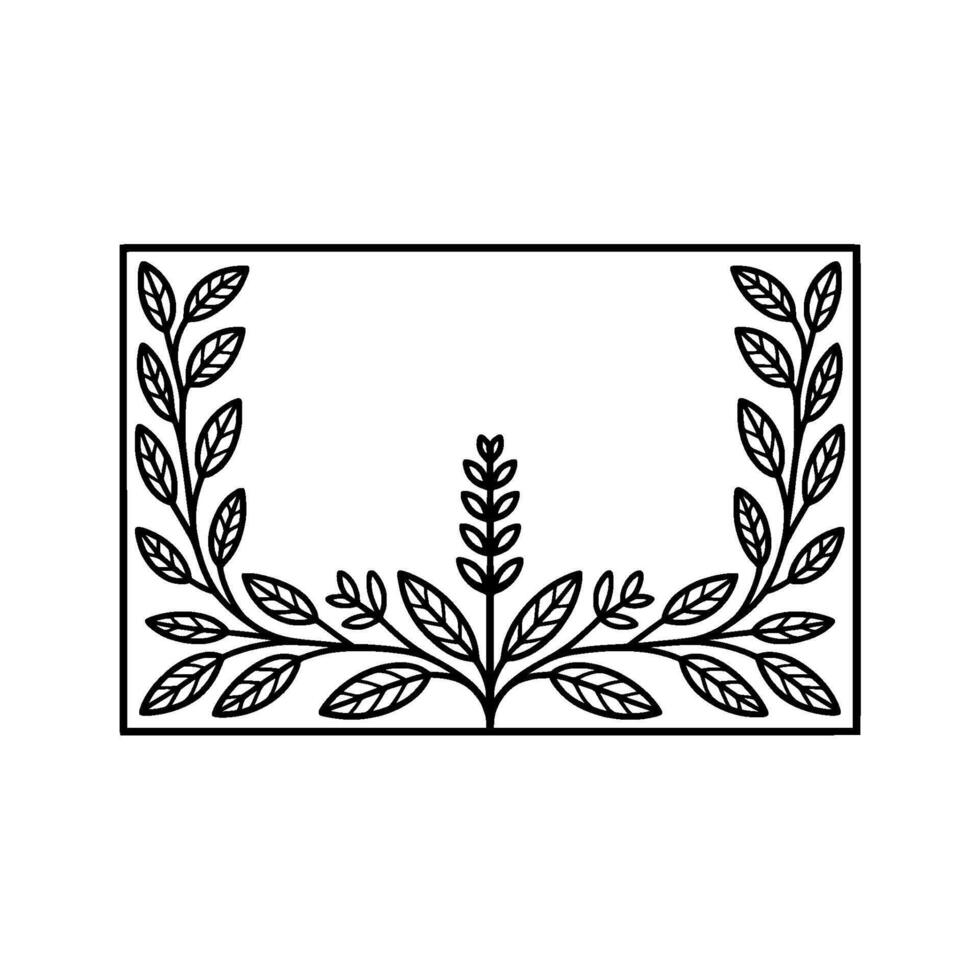 Elegant Black Leaf Frame with Space for Text. vector