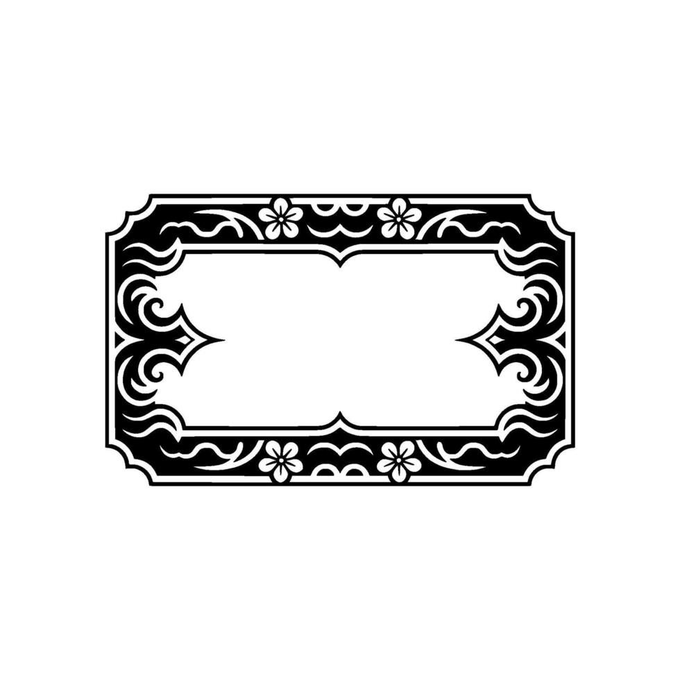 Ornate Black White Rectangular Frame - Elegant Flourishes. vector