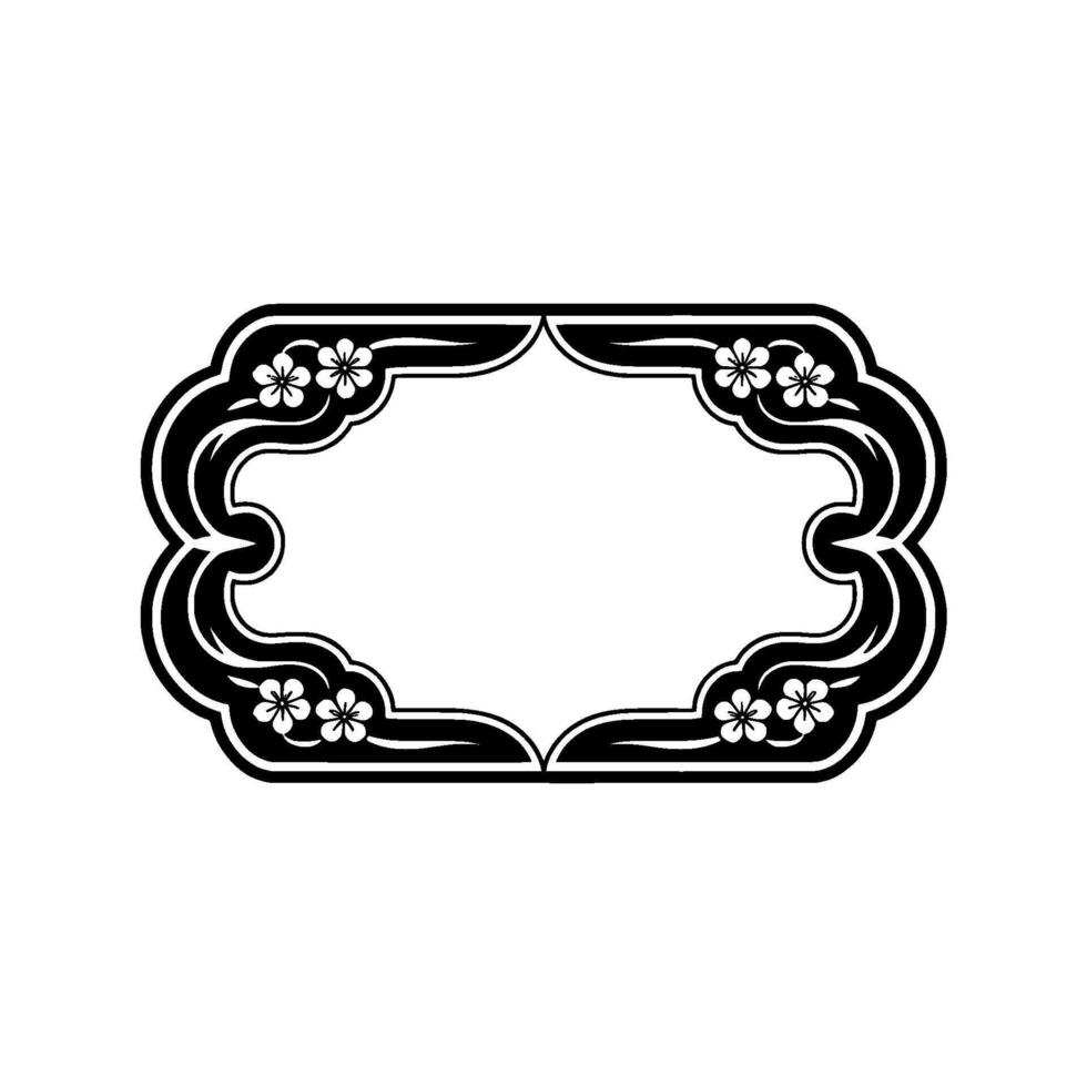 Elegant Floral Frame , Black White, Blank Label Template. vector