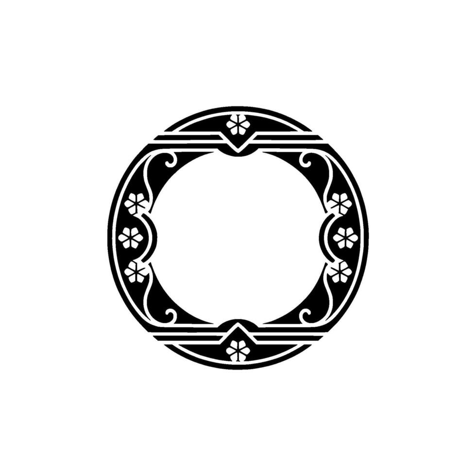 Elegant Ornamental Circle Frame with Floral Accents. vector