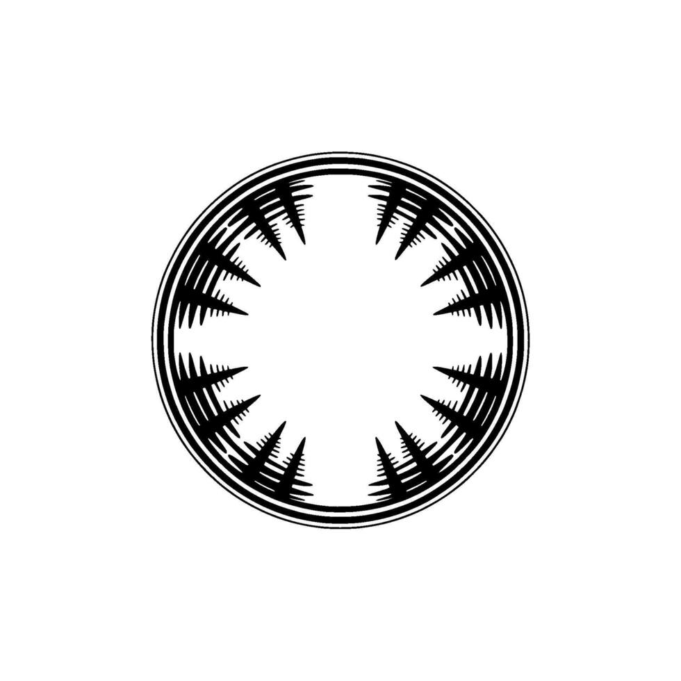 Minimalist Geometric Circular Pattern in Black White. vector